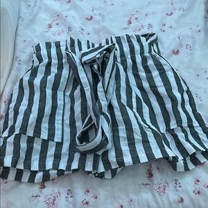 SHEIN Black and White Striped High Waist Shorts